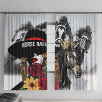 Horse Racing Window Curtain Derby Lady Triple Flowers