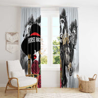 Horse Racing Window Curtain Derby Lady Triple Flowers