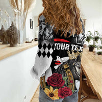 Personalized Horse Racing Women Casual Shirt Derby Lady Triple Flowers