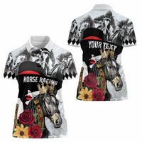 Personalized Horse Racing Women Polo Shirt Derby Lady Triple Flowers