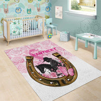 Kentucky Survivors Area Rug Horse Derby Lady Pink Roses