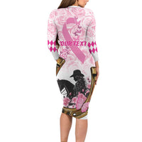 Personalized Kentucky Survivors Long Sleeve Bodycon Dress Horse Derby Lady Pink Roses