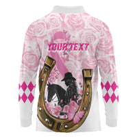 Personalized Kentucky Survivors Long Sleeve Polo Shirt Horse Derby Lady Pink Roses