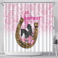 Kentucky Survivors Shower Curtain Horse Derby Lady Pink Roses