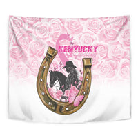 Kentucky Survivors Tapestry Horse Derby Lady Pink Roses
