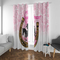 Kentucky Survivors Window Curtain Horse Derby Lady Pink Roses