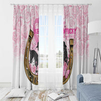 Kentucky Survivors Window Curtain Horse Derby Lady Pink Roses