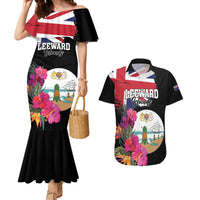 Personalised Bonaire Couples Matching Mermaid Dress and Hawaiian Shirt Boneiru Coat of Arms