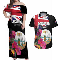 Personalised Bonaire Couples Matching Off Shoulder Maxi Dress and Hawaiian Shirt Boneiru Coat of Arms
