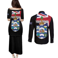 Personalised Bonaire Couples Matching Puletasi and Long Sleeve Button Shirt Boneiru Coat of Arms