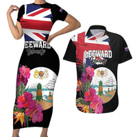 Personalised Bonaire Couples Matching Short Sleeve Bodycon Dress and Hawaiian Shirt Boneiru Coat of Arms