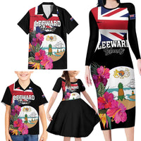 Personalised Bonaire Family Matching Long Sleeve Bodycon Dress and Hawaiian Shirt Boneiru Coat of Arms