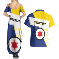 Personalised British Leeward Islands Couples Matching Summer Maxi Dress and Hawaiian Shirt Tropical Flower Grunge Style