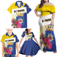 Personalised British Leeward Islands Family Matching Off Shoulder Maxi Dress and Hawaiian Shirt Tropical Flower Grunge Style
