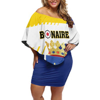 Personalised British Leeward Islands Family Matching Off Shoulder Short Dress and Hawaiian Shirt Tropical Flower Grunge Style