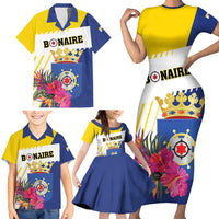 Personalised British Leeward Islands Family Matching Short Sleeve Bodycon Dress and Hawaiian Shirt Tropical Flower Grunge Style
