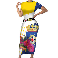 Personalised British Leeward Islands Family Matching Short Sleeve Bodycon Dress and Hawaiian Shirt Tropical Flower Grunge Style