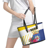 British Leeward Islands Leather Tote Bag Tropical Flower Grunge Style