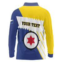 Personalised British Leeward Islands Long Sleeve Polo Shirt Tropical Flower Grunge Style