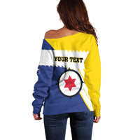 Personalised British Leeward Islands Off Shoulder Sweater Tropical Flower Grunge Style