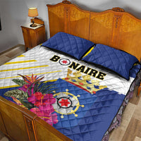 British Leeward Islands Quilt Bed Set Tropical Flower Grunge Style