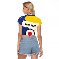 Personalised British Leeward Islands Raglan Cropped T Shirt Tropical Flower Grunge Style