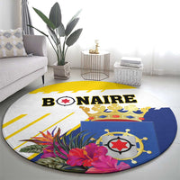 British Leeward Islands Round Carpet Tropical Flower Grunge Style