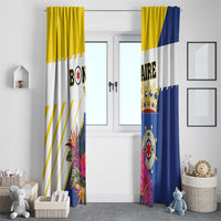 British Leeward Islands Window Curtain Tropical Flower Grunge Style