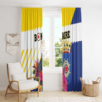 British Leeward Islands Window Curtain Tropical Flower Grunge Style