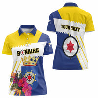 Personalised British Leeward Islands Women Polo Shirt Tropical Flower Grunge Style