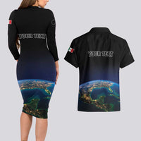 Personalized Gulf Of Mexico Est 1550 Couples Matching Long Sleeve Bodycon Dress and Hawaiian Shirt Gulf Of Mexico From Space