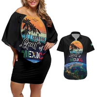 Personalized Gulf Of Mexico Est 1550 Couples Matching Off Shoulder Short Dress and Hawaiian Shirt Gulf Of Mexico From Space