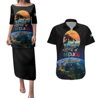 Personalized Gulf Of Mexico Est 1550 Couples Matching Puletasi and Hawaiian Shirt Gulf Of Mexico From Space