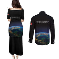 Personalized Gulf Of Mexico Est 1550 Couples Matching Puletasi and Long Sleeve Button Shirt Gulf Of Mexico From Space
