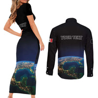 Personalized Gulf Of Mexico Est 1550 Couples Matching Short Sleeve Bodycon Dress and Long Sleeve Button Shirt Gulf Of Mexico From Space