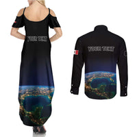 Personalized Gulf Of Mexico Est 1550 Couples Matching Summer Maxi Dress and Long Sleeve Button Shirt Gulf Of Mexico From Space