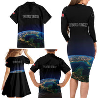 Personalized Gulf Of Mexico Est 1550 Family Matching Long Sleeve Bodycon Dress and Hawaiian Shirt Gulf Of Mexico From Space