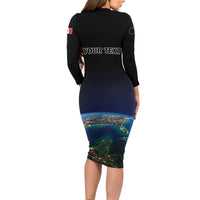 Personalized Gulf Of Mexico Est 1550 Family Matching Long Sleeve Bodycon Dress and Hawaiian Shirt Gulf Of Mexico From Space