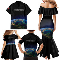 Personalized Gulf Of Mexico Est 1550 Family Matching Mermaid Dress and Hawaiian Shirt Gulf Of Mexico From Space