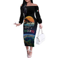 Personalized Gulf Of Mexico Est 1550 Family Matching Off The Shoulder Long Sleeve Dress and Hawaiian Shirt Gulf Of Mexico From Space