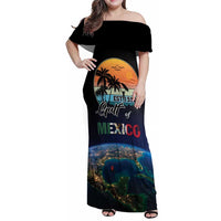 Personalized Gulf Of Mexico Est 1550 Family Matching Off Shoulder Maxi Dress and Hawaiian Shirt Gulf Of Mexico From Space