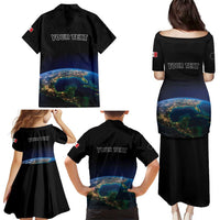 Personalized Gulf Of Mexico Est 1550 Family Matching Puletasi and Hawaiian Shirt Gulf Of Mexico From Space