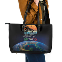 Gulf Of Mexico Est 1550 Leather Tote Bag Gulf Of Mexico From Space