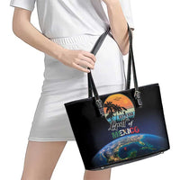 Gulf Of Mexico Est 1550 Leather Tote Bag Gulf Of Mexico From Space