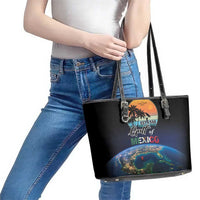 Gulf Of Mexico Est 1550 Leather Tote Bag Gulf Of Mexico From Space