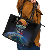 Gulf Of Mexico Est 1550 Leather Tote Bag Gulf Of Mexico From Space