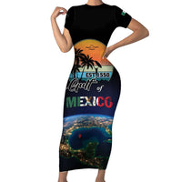 Personalized Gulf Of Mexico Est 1550 Short Sleeve Bodycon Dress Gulf Of Mexico From Space