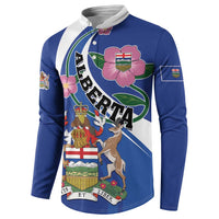 Personalized Canada Alberta Province Button Sweatshirt Wild Rose Fortis et liber