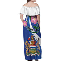 Personalized Canada Alberta Province Family Matching Off Shoulder Maxi Dress and Hawaiian Shirt Wild Rose Fortis et liber