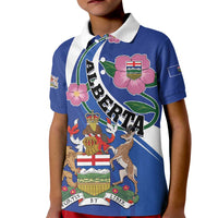 Personalized Canada Alberta Province Kid Polo Shirt Wild Rose Fortis et liber